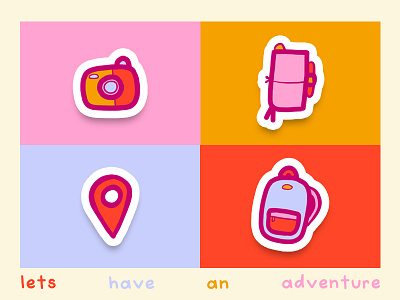 Ready? Set? GO! adventure bright color combinations etsy illustrated stickers illustration lets go travel travel icons travel stickers