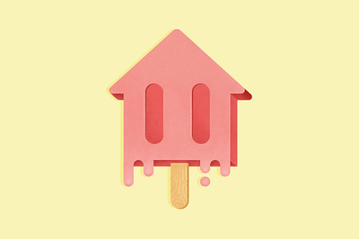 Popsicle House discounts flat haystack house house illustration ice cream melting pink popsicle real estate summer texture