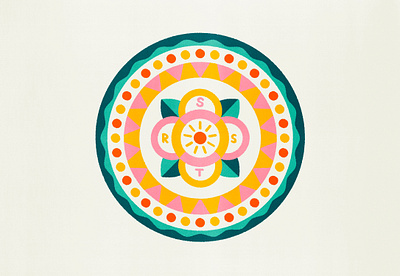 full_circle_1 badge beach circle circular crest flowers geometric geometry hot illustration sea summer summer camp summertime sun