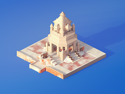 Mangachu - Overwatch Nepal Shrine day 3d day isometric lowpoly mangachu overwatch