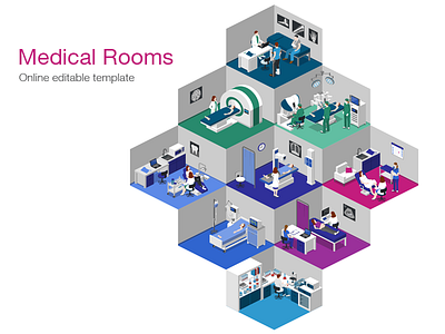 medical rooms 2.5d free healthcare illustration isometric medicine vector