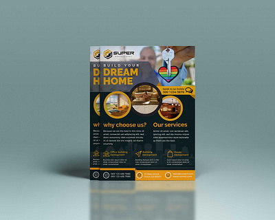 Real estate flyer template advertisement agency illustration