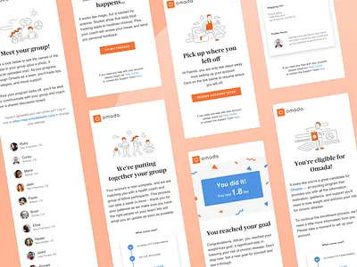 Emails Redesign Mobile branding design design system email design emails flow graphic design health mobile product design templates typography