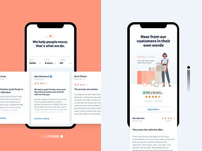 Swipe vs scroll brand cards filter hero home illustration landing page move reviews screoll swipe ui web