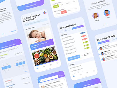 ShiftBuddy App app cards gradient ios iphone isometric uiux