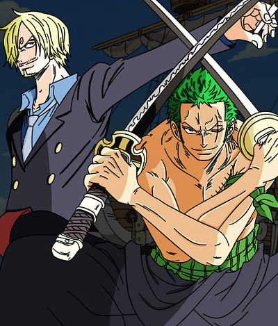 Zorro y Sanji blades coloring design illustration illustrator cc one peace photoshop