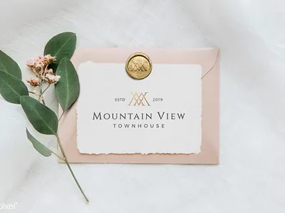Mountain View Townhouse Hotel Branding brand brand identity brand identity design branding business card design designer for hire gold graphic design hotel logo lettermark logo logo design luxury design luxury logo monogram monogram design stationery design wax seal