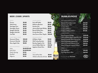 Digital Menu Board Design (Left) adobe photoshop adobe xd alcohol bar brick digital digital display digital menuboard display drinks graphic design menu menu design menubar menuboard plants xd