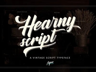 Hearny script A Vintage Font branding flat font design font family icon identity illustration lettering logo script lettering type typography ui ux vector vintage font