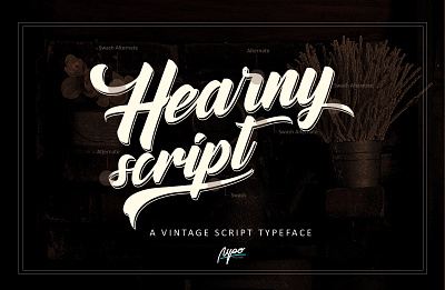 Hearny script A Vintage Font branding flat font design font family icon identity illustration lettering logo script lettering type typography ui ux vector vintage font