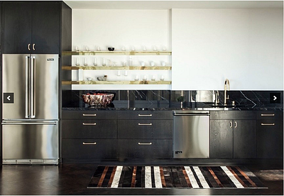 Kitchen apartment black marble brass interior interior design kitchen los angeles los feliz viking appliance