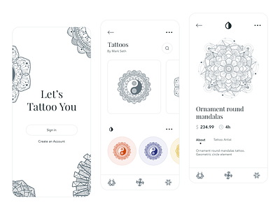 Tattoo App app app design apple application design illustration iphone tattoo tattoo art tattoo artist tattoo design ui ux ux ui