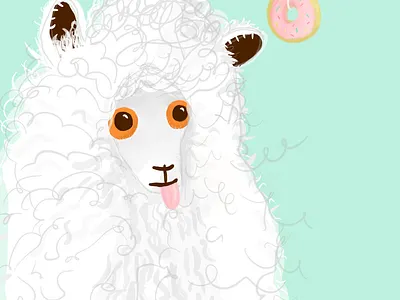 This little alpaca wants a donut alpaca donut procreate silly