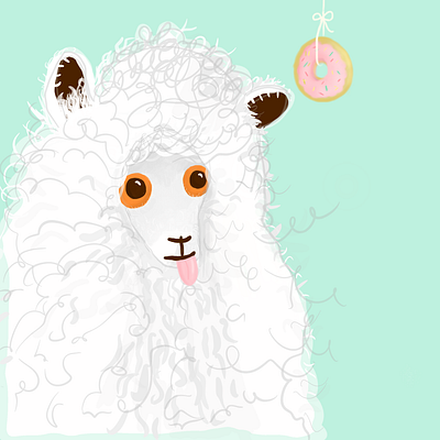 This little alpaca wants a donut alpaca donut procreate silly