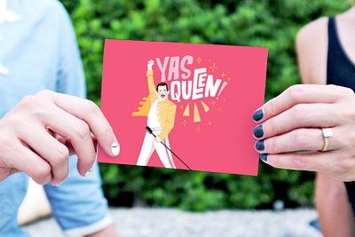 Yas Queen greeting card handlettering illustration lettering