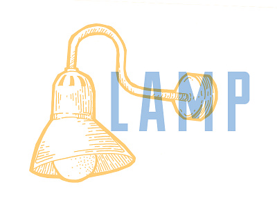 L A M P illustration lamp lineart rustic vintage
