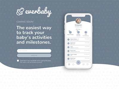 Everbaby Landing Page adobe xd app app design baby tracking ios iphone landing page product design ui webdesign webflow website