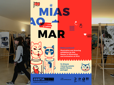 every cat gets to swim cat characters exhibition graphic design illustration people poster
