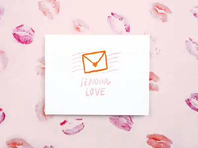 Sending Love greeting card handlettering illustration lettering