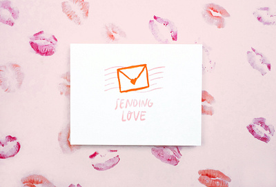 Sending Love greeting card handlettering illustration lettering