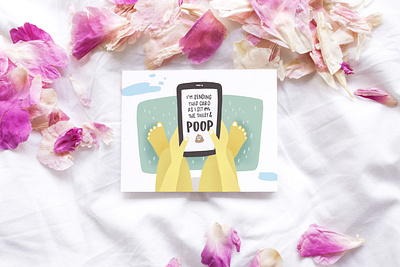 I'm Sending This Card As I Sit On The Toilet & Poop greeting card handlettering illustration lettering