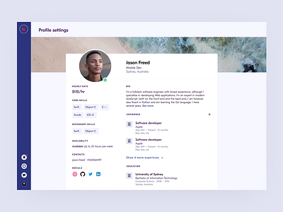 Giggable Product · Professional Side Profile giggable material design product product design profile page ui uiux