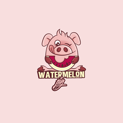 Watermelon Pig branding cartoon character colorful creative cute design fruit illustration logo mascot pig