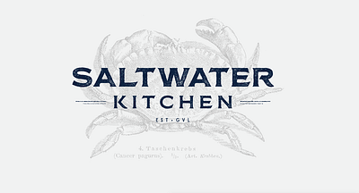 Saltwater Kitchen branding illustration kitchen logo logo design restaurant branding restaurant logo rope saltwater trident typography weathered