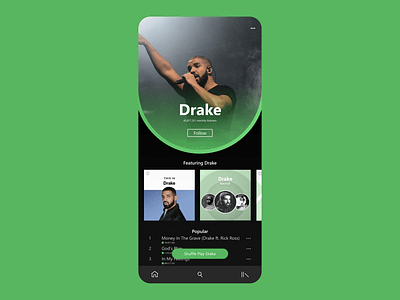 Daily UI - 006 : Profile Page branding daily ui dailyui design drake gradient green ios neon spotify ui ui design uiux ux design vector