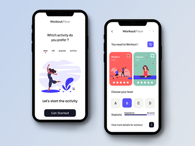 Workout Place 💪 app app concept clean color colorful concept dashboard design design app illustration inspiration iphone mobile page style today ui ui design work workout