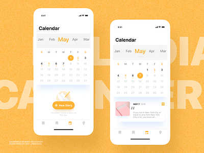 Bolo Diary - Calendar app bolo calendar clean component date design diary orange ui ux