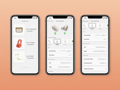 Sony Headphones Connect App Redesign bluetooth daily ui daily ui 007 dailyui headphones ios ios app iphone settings sony