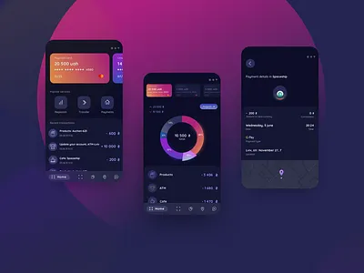 finance app app card ui dark ui dashboard sketch app