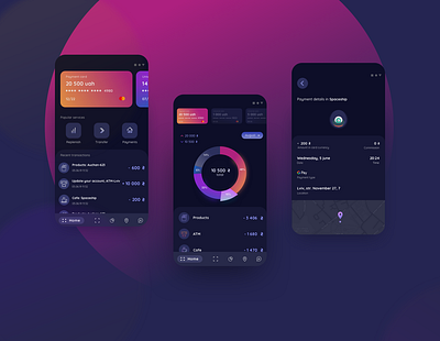finance app app card ui dark ui dashboard sketch app