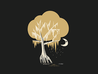 Blue Bayou bayou firefly illustration moon moss swamp tree