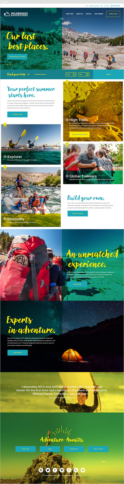 Wilderness Adventures design ui web