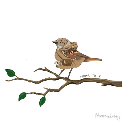 Friar Tuck as a dunnock birds character design dunnock friar tuck illustration robin hood