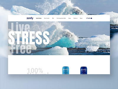 Landing page web design for soft drinks product branding cold glaciar illustration landing landing page minimal redesign typography ui ux web webdesign website white