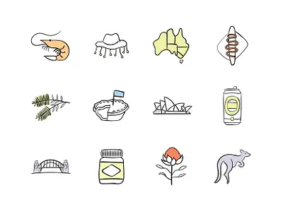 Australian themed Icons adobe illustrator australia australian icons icon design illustration illustrator