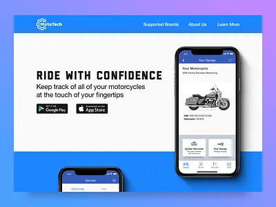Daily UI #3 Landing Page: MotoTech branding dailyui design mobile design motorcyle sketchapp ui ux ux design web web design