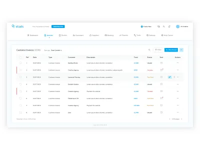 Invoices page for a Bookkeeping Web App UI app dailyui dailyuichallenge design invoice design table ui web app xddailychallenge