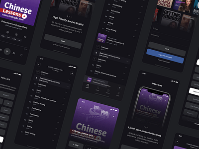 Streaming Podcast app. app design black dark theme design ios design music music app podcast podcast app ui