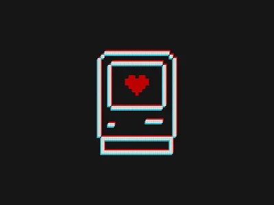 Macintosh Classic Finder Icon 80s 8bit 8bits anaglyph apple branding design heart icon illustration logo love mac macintosh pixel retro sketch susankare vintage
