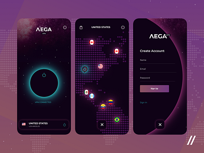 VPN Application app design figma location map mobile product purrweb security ui ux vpn