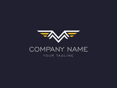 M Wings Logo aircraft airforce aviation bold branding company design elegant flight fp93 icon identity industry logo masculine modern plane simple strong vector