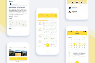 Job posting/receiving application fresh fresh ui job management jobs software design uidesign urban clap yellow