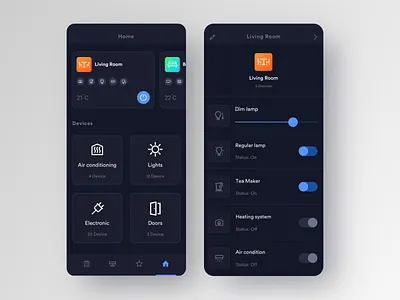Smart home app app app design application concept electronic home app homepagedesign hoose ios lamp luxury mobile app mobile ui room smart smarthome ui ui design