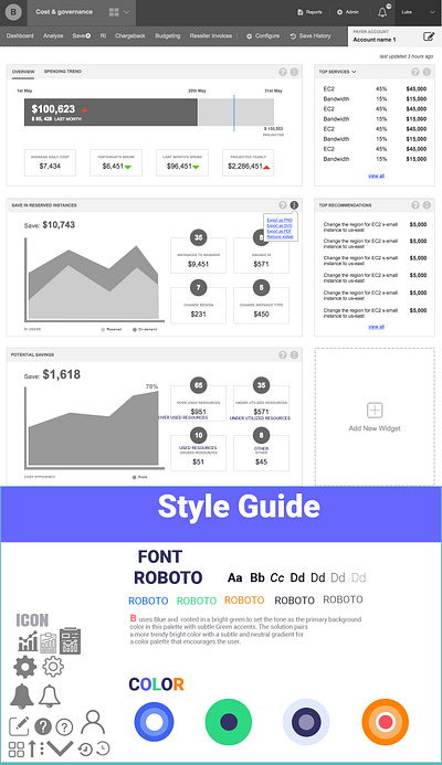 cost governance wire-frame colors font family illustration ui design wire frame