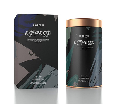 ID: COFFEE Espresso packaging design branding cafe coffee identity illustration logo package packagedesign packaging typography