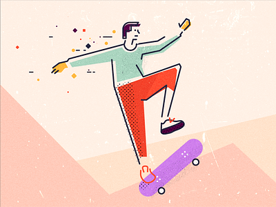 Skateboard art character design flat graphic illustration ui vector web